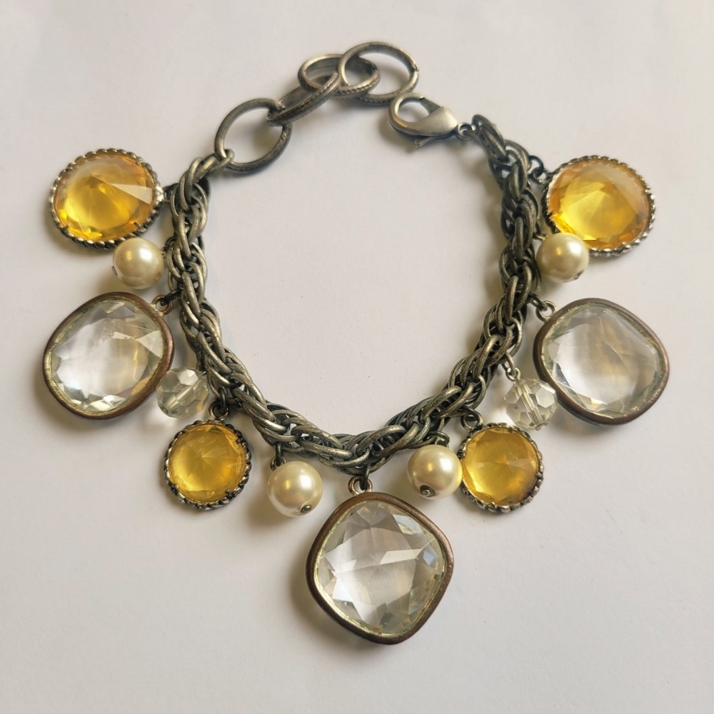 Honey & Ice Crystal Bracelet with Pearls